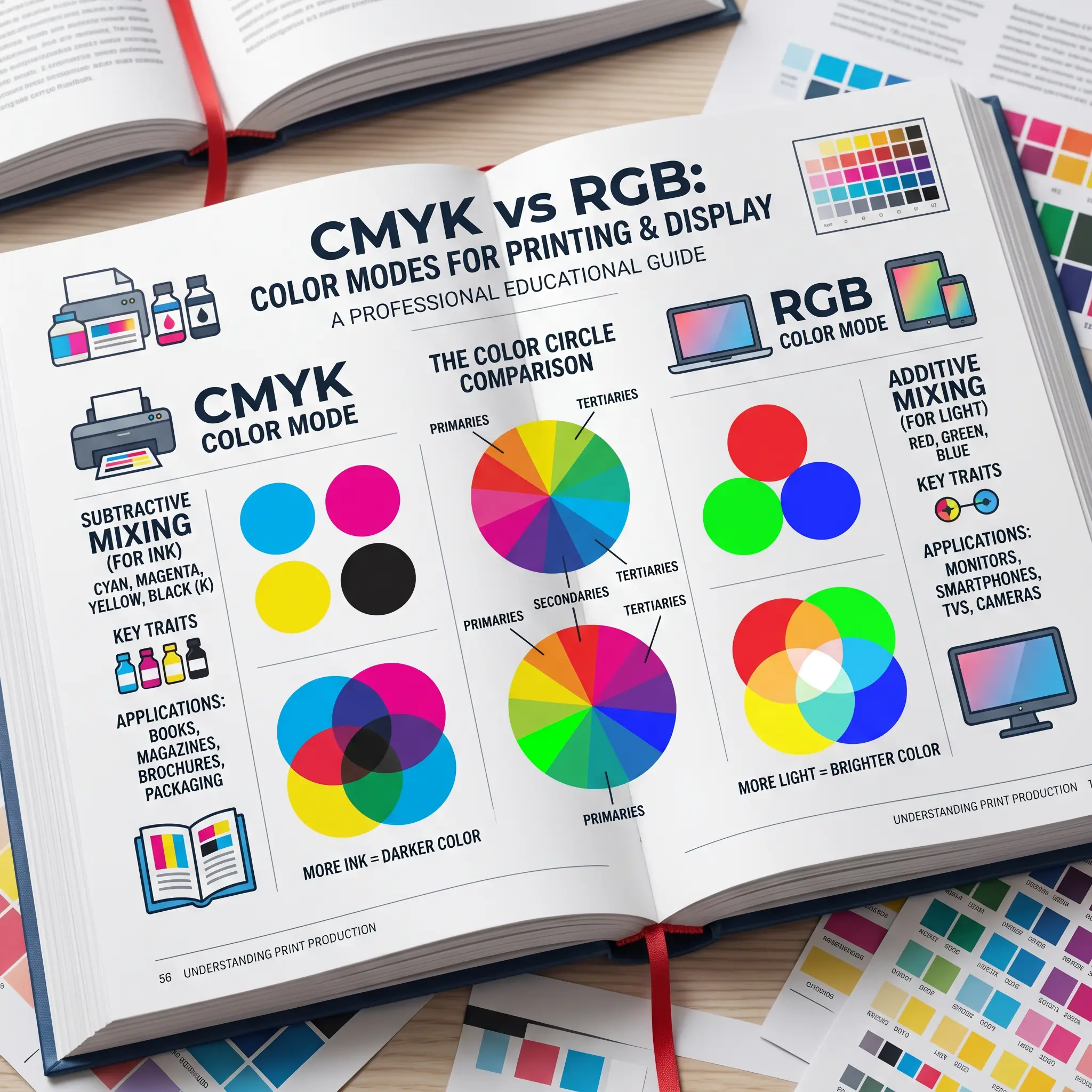 CMYK vs RGB color comparison for print artwork