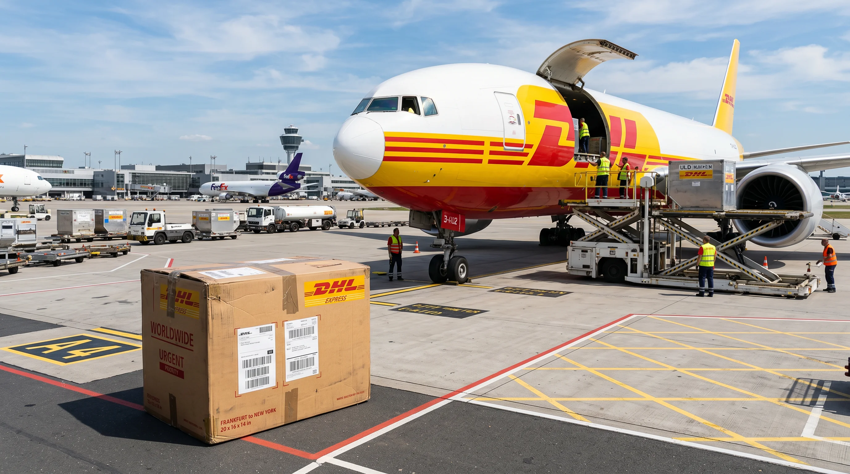 Air freight shipping box with airplane