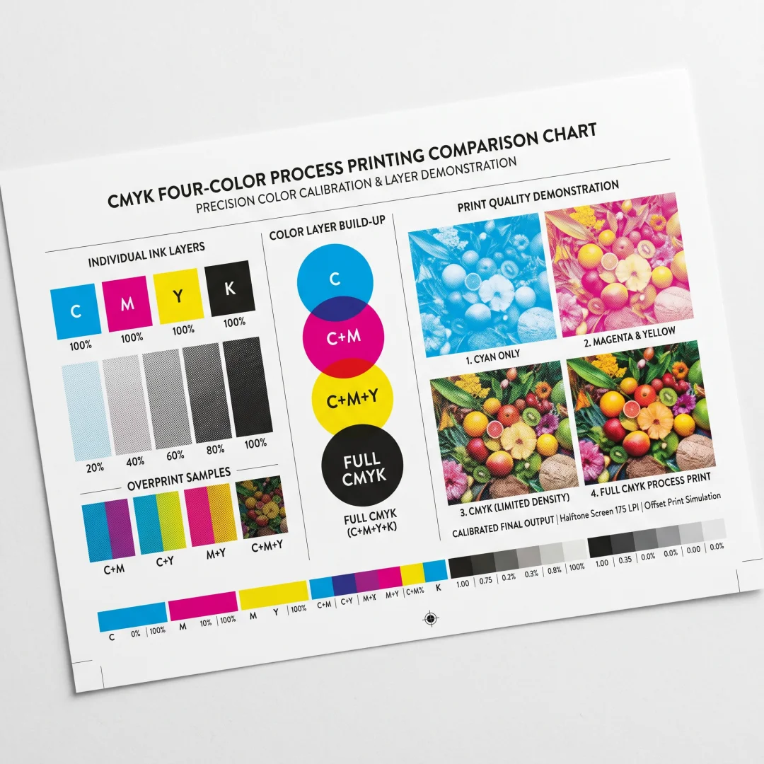 CMYK four-color process color card comparison